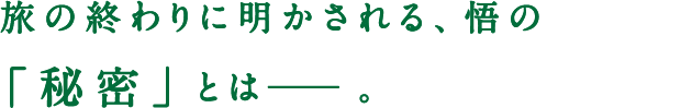 旅の終わりに明かされる、悟の「秘密」とは―。