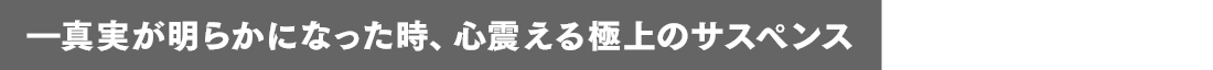 真実が明らかになった時、心震える極上のサスペンス